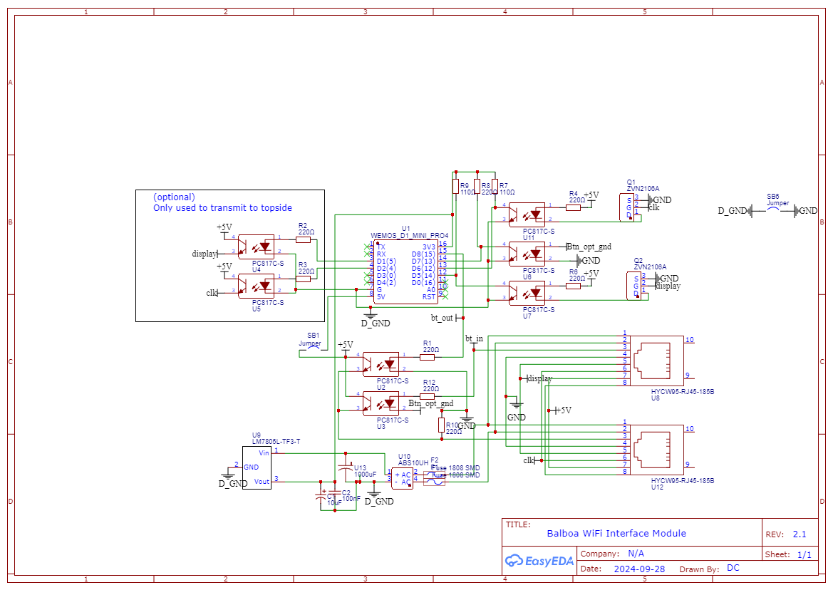 Balboa WiFi Interface Module Schematic